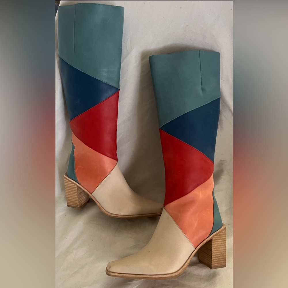 Jeffrey. Campbell RARE PATCHWORK CALIMITY KNEE HIGH HEEL BOOTS 8 HOT! - Picture 7 of 14